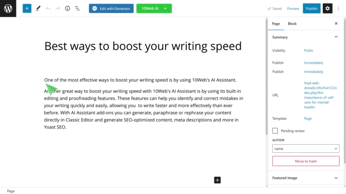 Ai Assistant, web ia, 10web, support web, assistant web